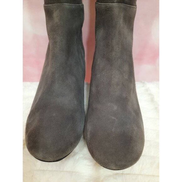 Halogen Scarlett Grey Suede Over Knee Boots Womens Size 8.5 Block Heel - Picture 4 of 12